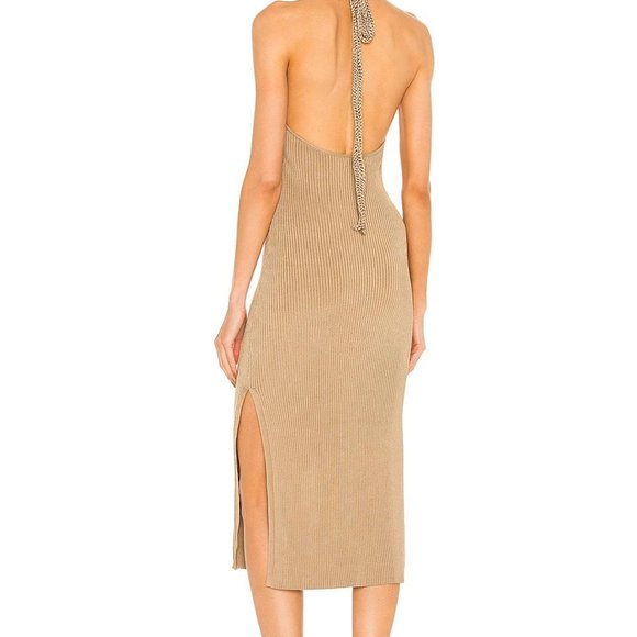 P R I C E ⬇️ Revolve x Michael Costello Metallic Gold Halter Midi Dress NWT - Picture 11 of 11
